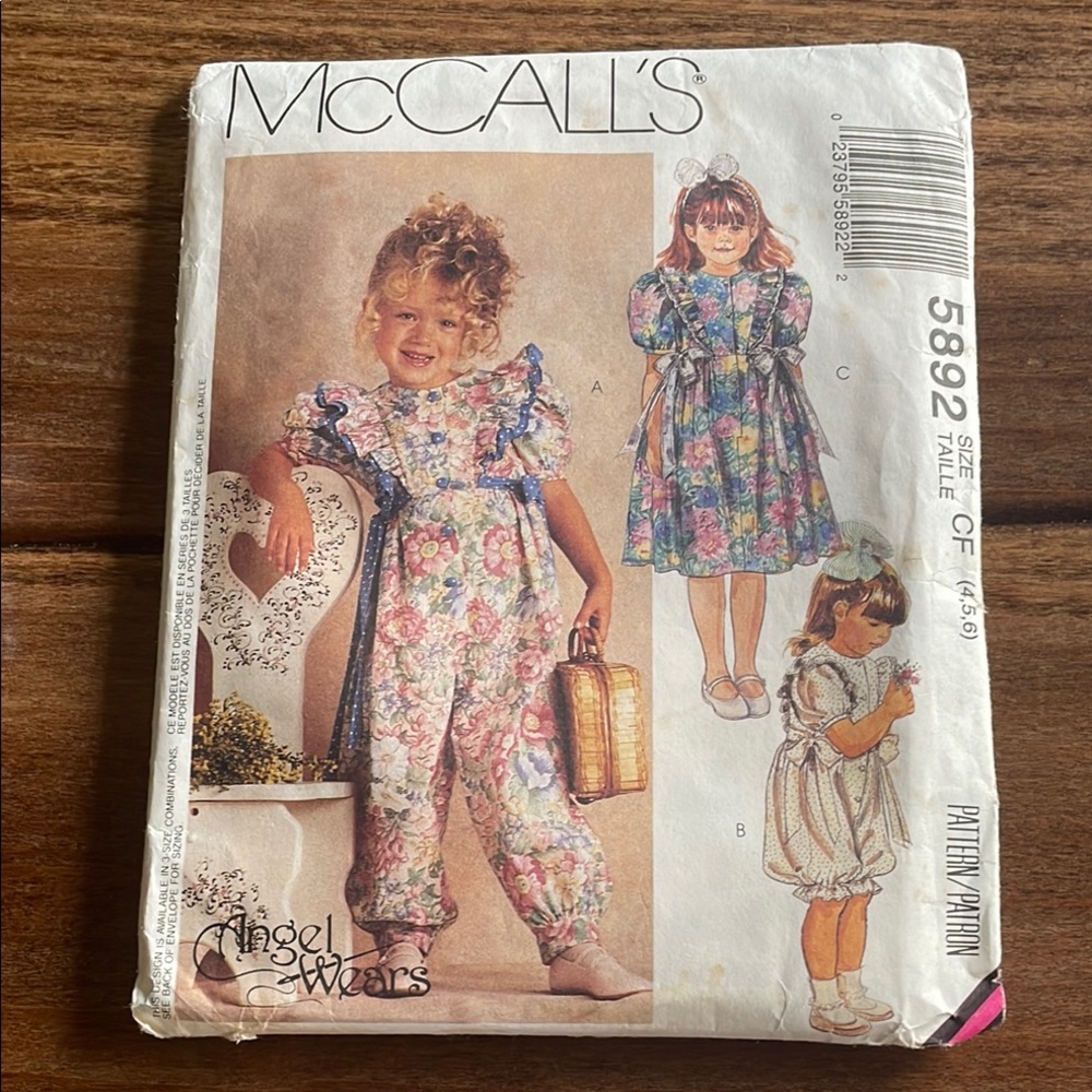 McCall’s 5892 Sewing Pattern Children’s Jumpsuit in Two Lengths and Dress